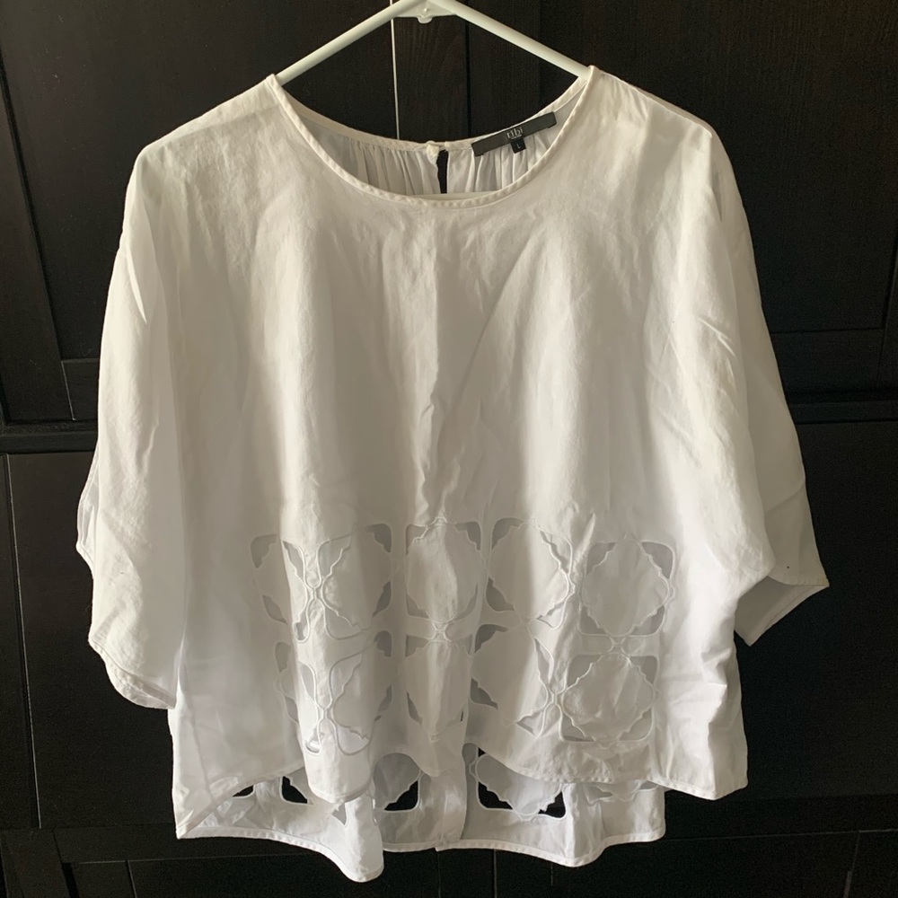 Draped Kimono Sleeve Cutout Blouse